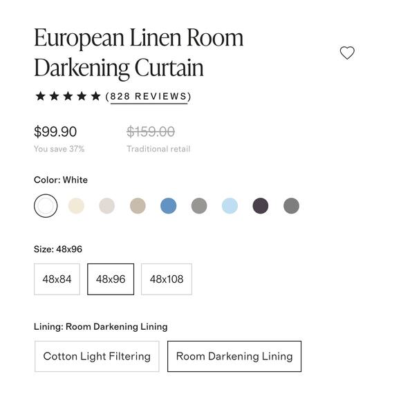 Quince European Linen Blackout Curtain 48 x 96" - Picture 5 of 5